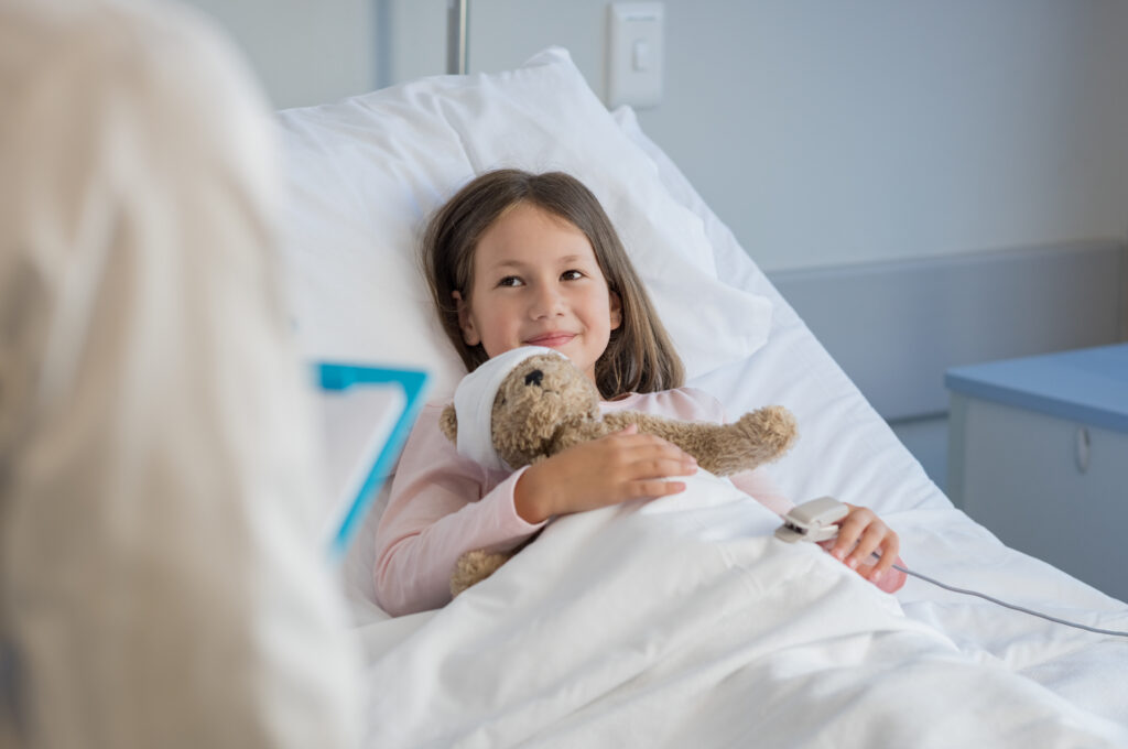 Female child in hospital bed