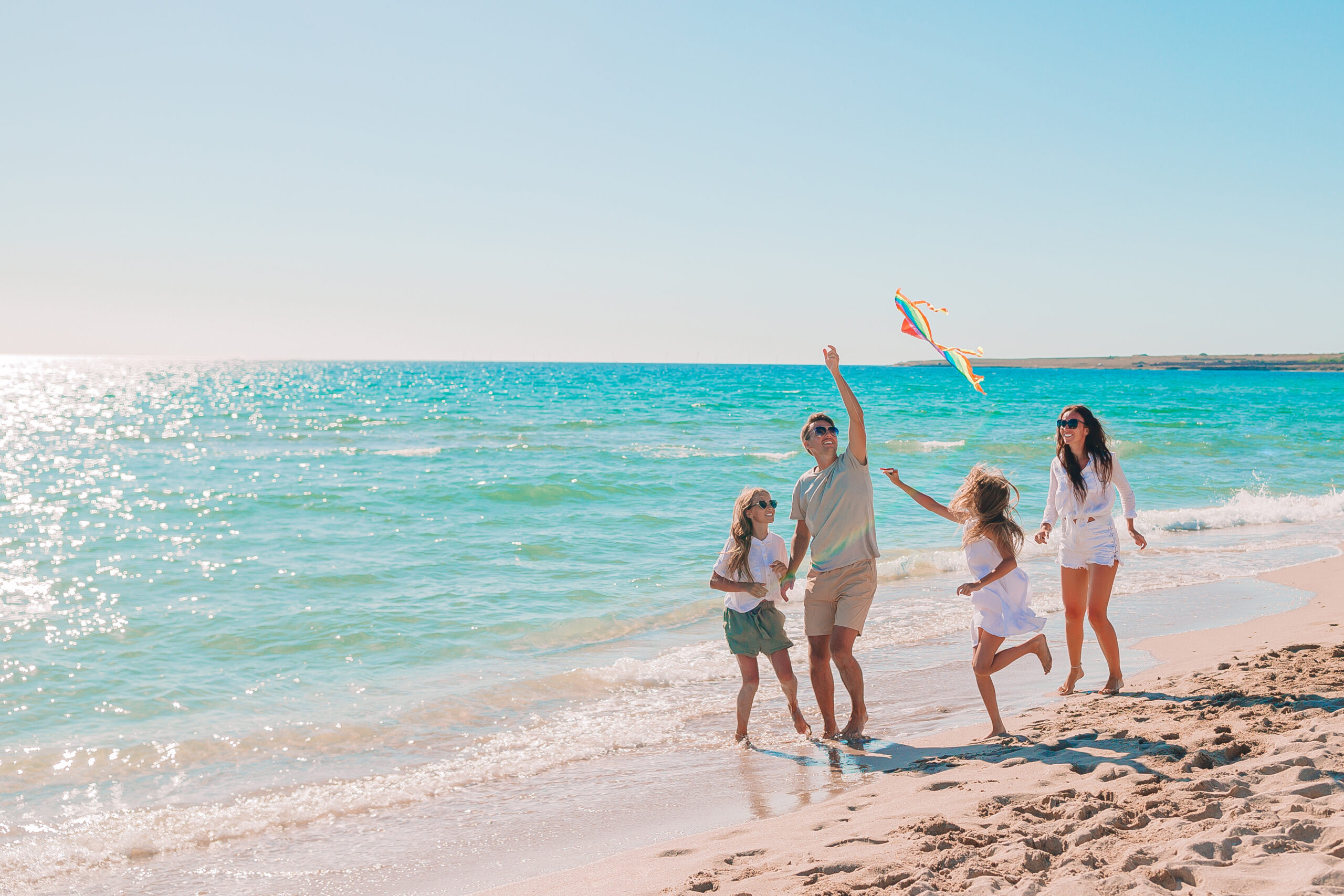 Young family on vacation have a lot of fun